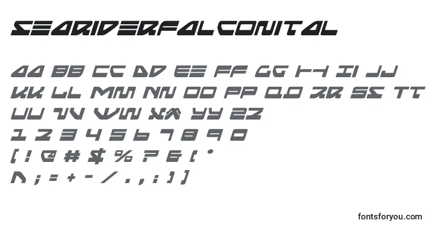 Schriftart Seariderfalconital (139900) – Alphabet, Zahlen, spezielle Symbole