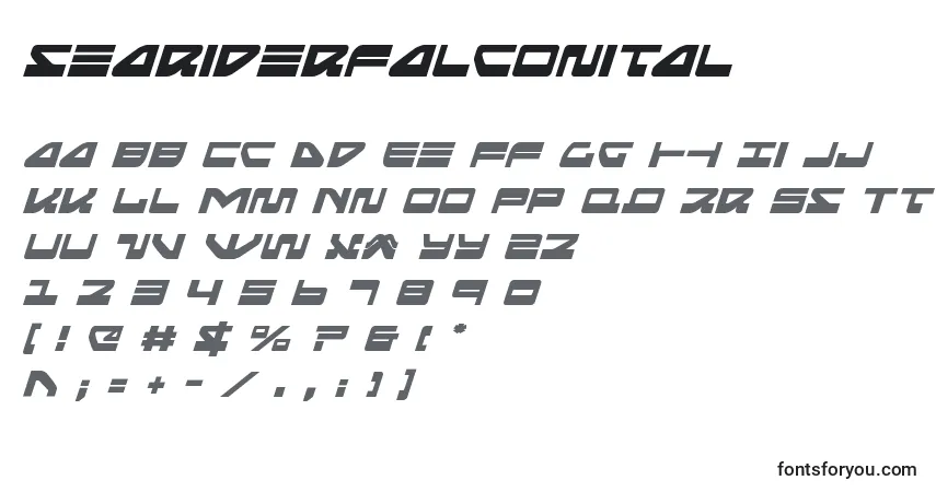 Schriftart Seariderfalconital (139901) – Alphabet, Zahlen, spezielle Symbole