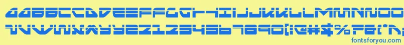 フォントseariderfalconlaser – 青い文字が黄色の背景にあります。