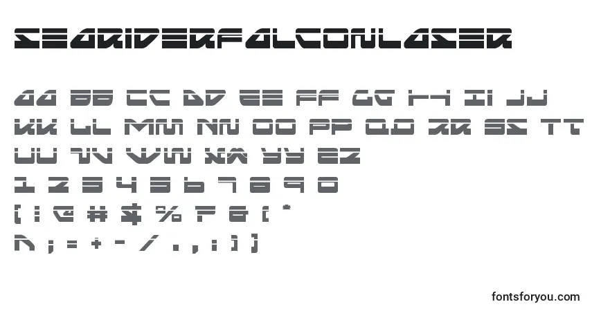 A fonte Seariderfalconlaser (139903) – alfabeto, números, caracteres especiais