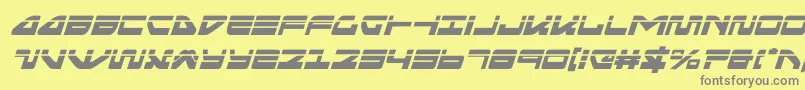 フォントseariderfalconlaserital – 黄色の背景に灰色の文字