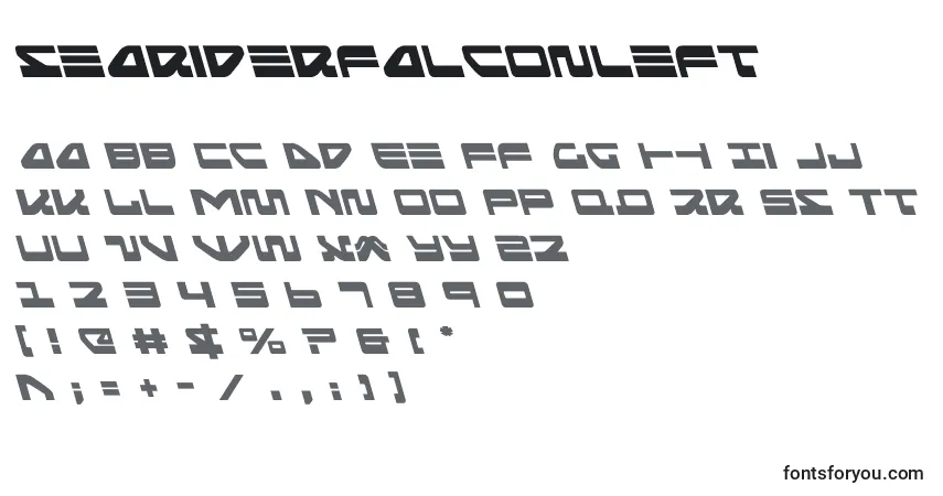 A fonte Seariderfalconleft (139906) – alfabeto, números, caracteres especiais