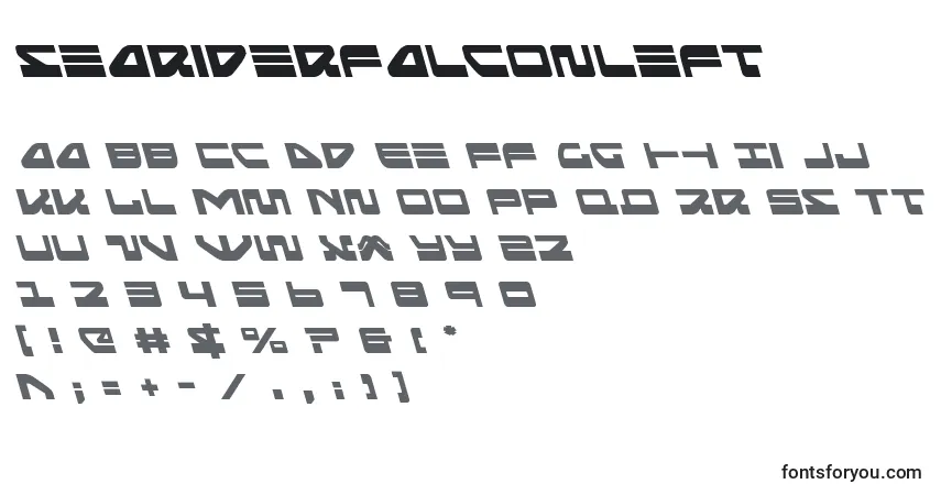 A fonte Seariderfalconleft (139907) – alfabeto, números, caracteres especiais