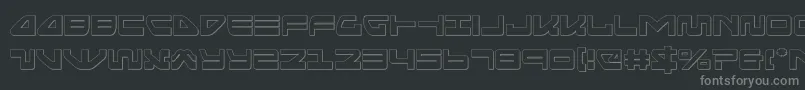 seariderfalconout-fontti – harmaat kirjasimet mustalla taustalla