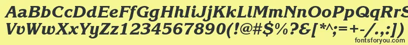 Czcionka KorinnablackgttItalic – czarne czcionki na żółtym tle