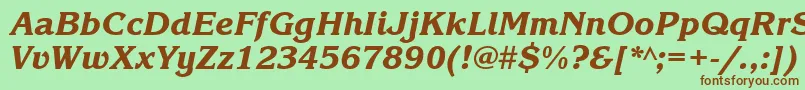 Czcionka KorinnablackgttItalic – brązowe czcionki na zielonym tle