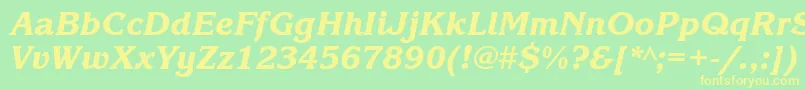 KorinnablackgttItalic Font – Yellow Fonts on Green Background