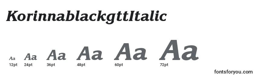 Размеры шрифта KorinnablackgttItalic
