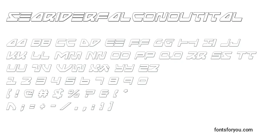 A fonte Seariderfalconoutital (139910) – alfabeto, números, caracteres especiais