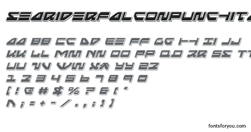 A fonte Seariderfalconpunchital (139914) – alfabeto, números, caracteres especiais