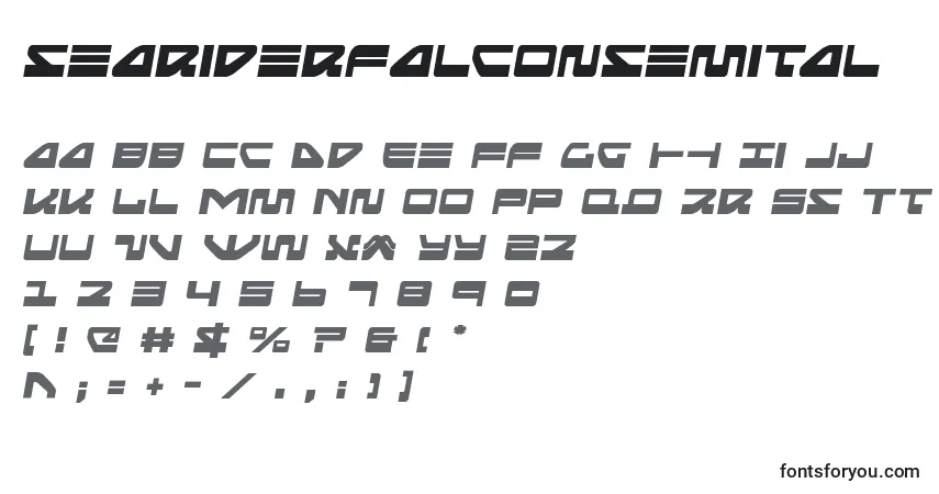 Czcionka Seariderfalconsemital (139917) – alfabet, cyfry, specjalne znaki