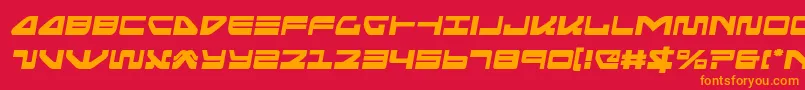 フォントseariderfalconsemital – 赤い背景にオレンジの文字