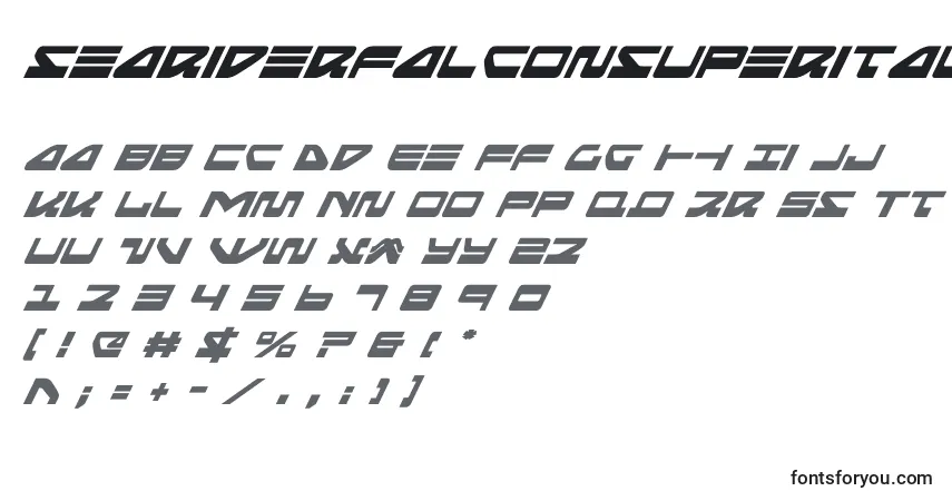 A fonte Seariderfalconsuperital (139918) – alfabeto, números, caracteres especiais