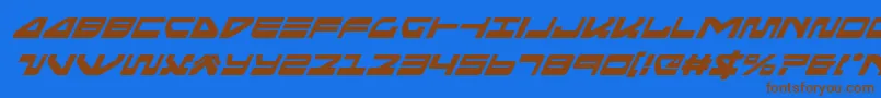 フォントseariderfalconsuperital – 茶色の文字が青い背景にあります。