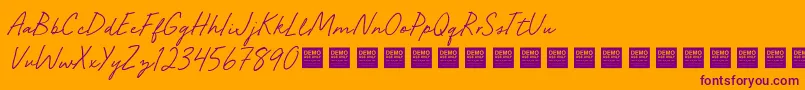 Seaside Groove   Demo-Schriftart – Violette Schriften auf orangefarbenem Hintergrund