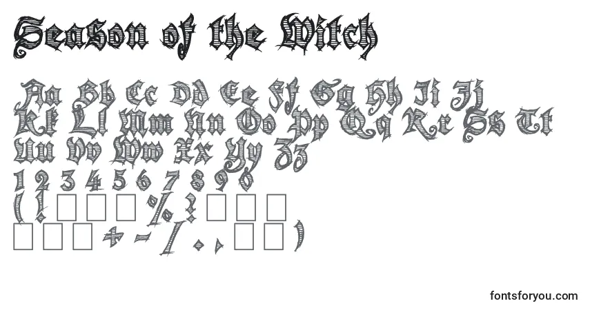 Schriftart Season of the Witch – Alphabet, Zahlen, spezielle Symbole