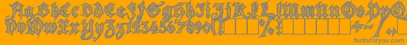 Season of the Witch-Schriftart – Graue Schriften auf orangefarbenem Hintergrund