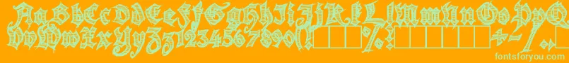 Season of the Witch-Schriftart – Grüne Schriften auf orangefarbenem Hintergrund