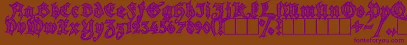 Season of the Witch-Schriftart – Violette Schriften auf braunem Hintergrund