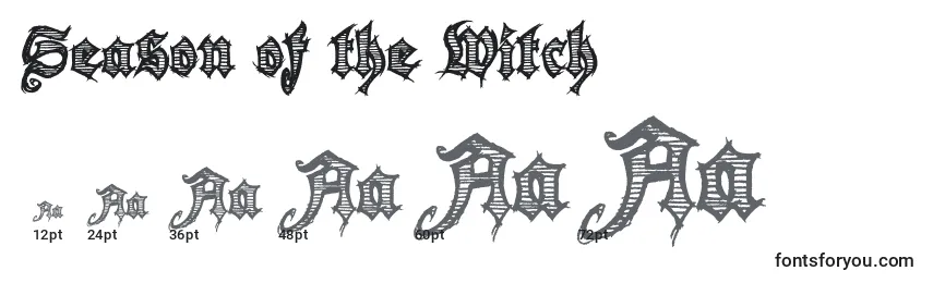 Размеры шрифта Season of the Witch