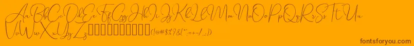 SeattleScriptDemo-Schriftart – Braune Schriften auf orangefarbenem Hintergrund
