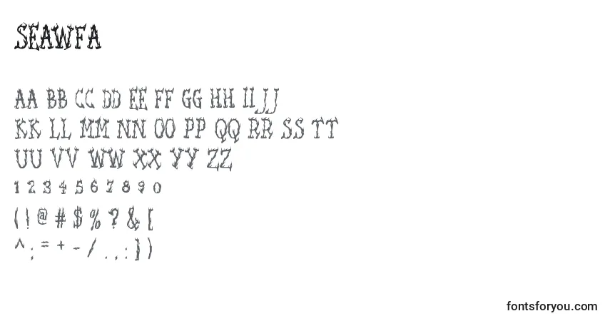 A fonte SEAWFA   (139925) – alfabeto, números, caracteres especiais
