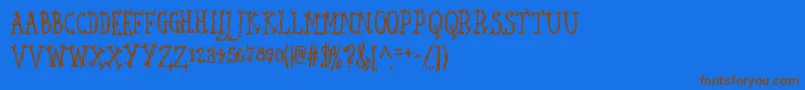フォントSEAWFA   – 茶色の文字が青い背景にあります。