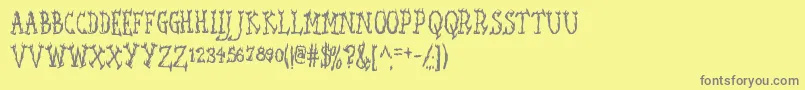 SEAWFA  -fontti – harmaat kirjasimet keltaisella taustalla