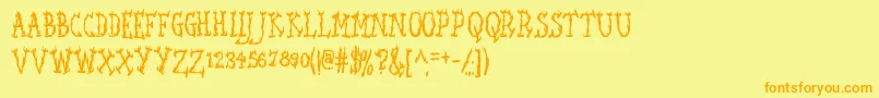 フォントSEAWFA   – オレンジの文字が黄色の背景にあります。