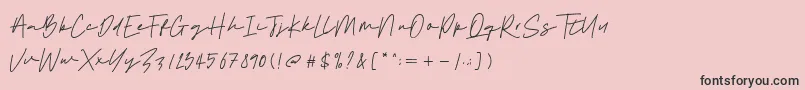 Sebastian Signature-Schriftart – Schwarze Schriften auf rosa Hintergrund