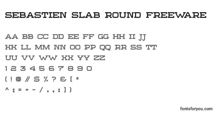 A fonte Sebastien Slab Round FREEWARE – alfabeto, números, caracteres especiais