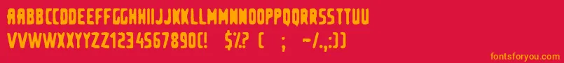 フォントsecond hand shop – 赤い背景にオレンジの文字