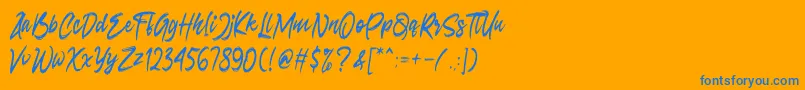 フォントSeconds – オレンジの背景に青い文字