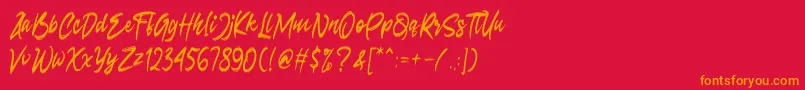 フォントSeconds – 赤い背景にオレンジの文字