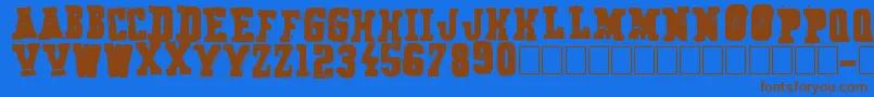 フォントSecret Agency – 茶色の文字が青い背景にあります。