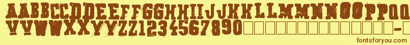 フォントSecret Agency – 茶色の文字が黄色の背景にあります。