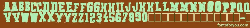 フォントSecret Agency – 緑色の文字が茶色の背景にあります。