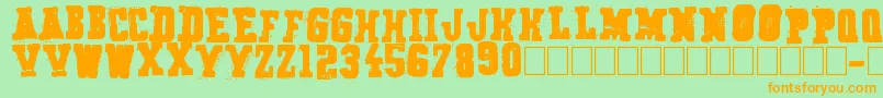 Secret Agency-Schriftart – Orangefarbene Schriften auf grünem Hintergrund