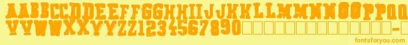 フォントSecret Agency – オレンジの文字が黄色の背景にあります。