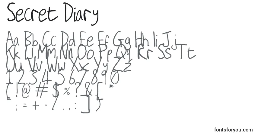 Schriftart Secret Diary – Alphabet, Zahlen, spezielle Symbole
