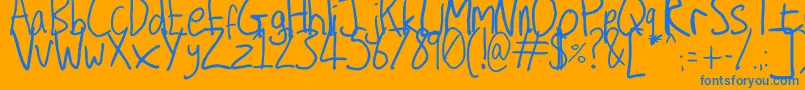 Secret Diary-Schriftart – Blaue Schriften auf orangefarbenem Hintergrund