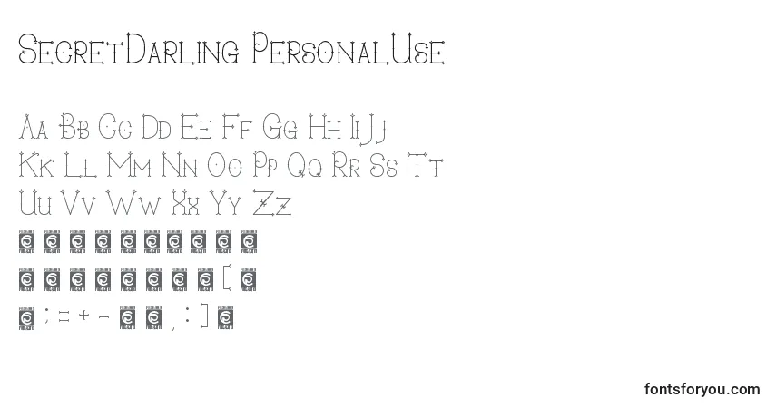A fonte SecretDarling PersonalUse – alfabeto, números, caracteres especiais