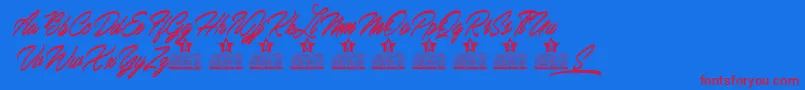 Secretss Personal use Font – Red Fonts on Blue Background