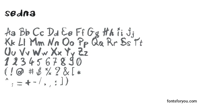 Czcionka Sedna – alfabet, cyfry, specjalne znaki