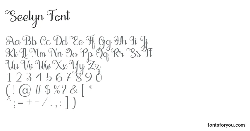 Czcionka Seelyn Font – alfabet, cyfry, specjalne znaki
