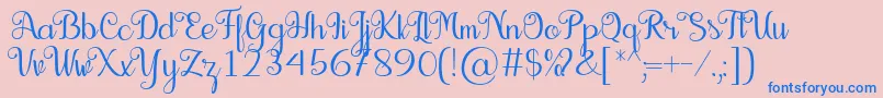 Seelyn Font Font – Blue Fonts on Pink Background