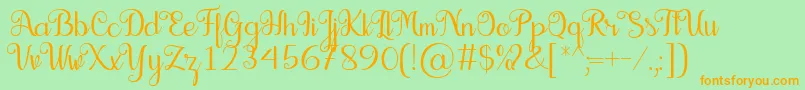 Seelyn Font-Schriftart – Orangefarbene Schriften auf grünem Hintergrund