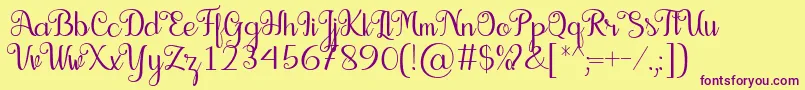 Шрифт Seelyn Font – фиолетовые шрифты на жёлтом фоне