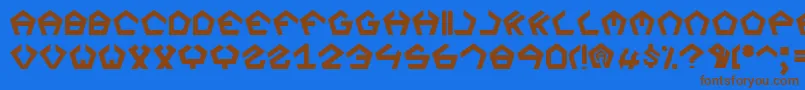 フォントSegaz – 茶色の文字が青い背景にあります。