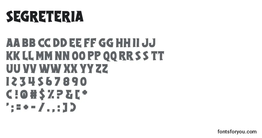 Шрифт Segreteria – алфавит, цифры, специальные символы